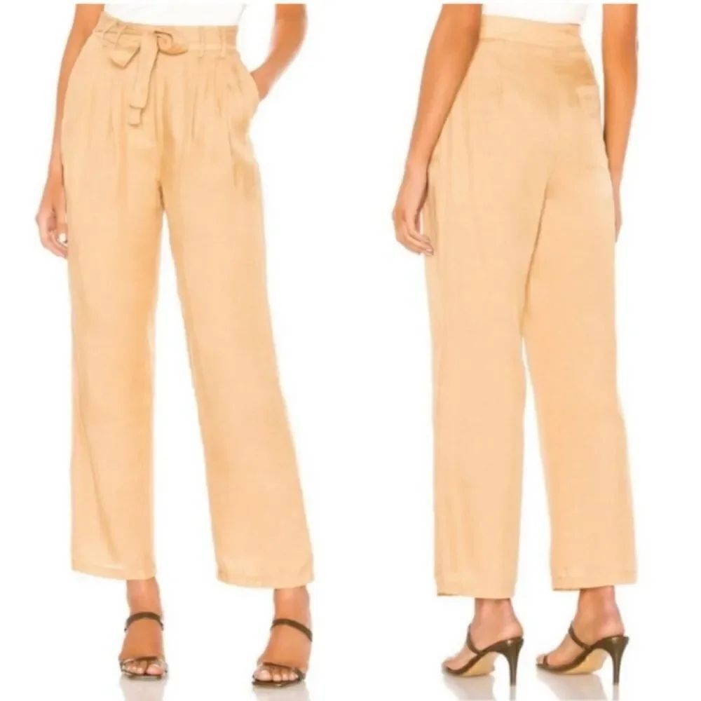 Revolve pants L'Academie Los Angeles The Danette Bronze Button Fly tie waist XS
